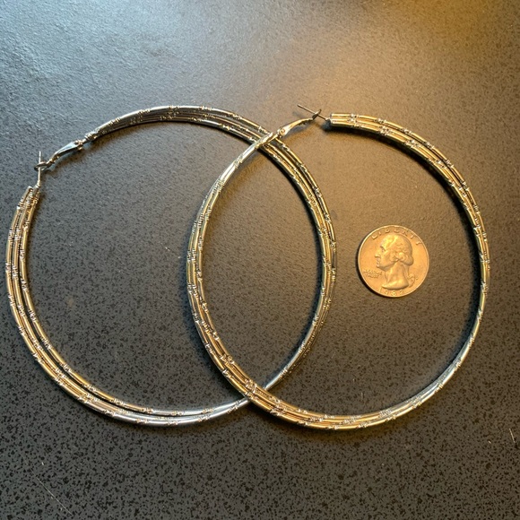 Large Silver Hoops - Picture 3 of 3